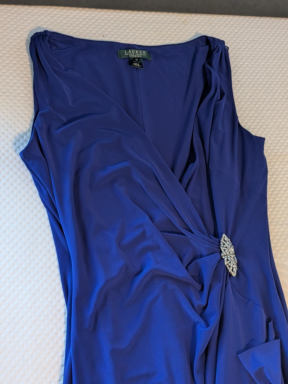 Lauren Ralph Lauren Royal Purple Sleeveless Wrap Floor Length Evening Gown